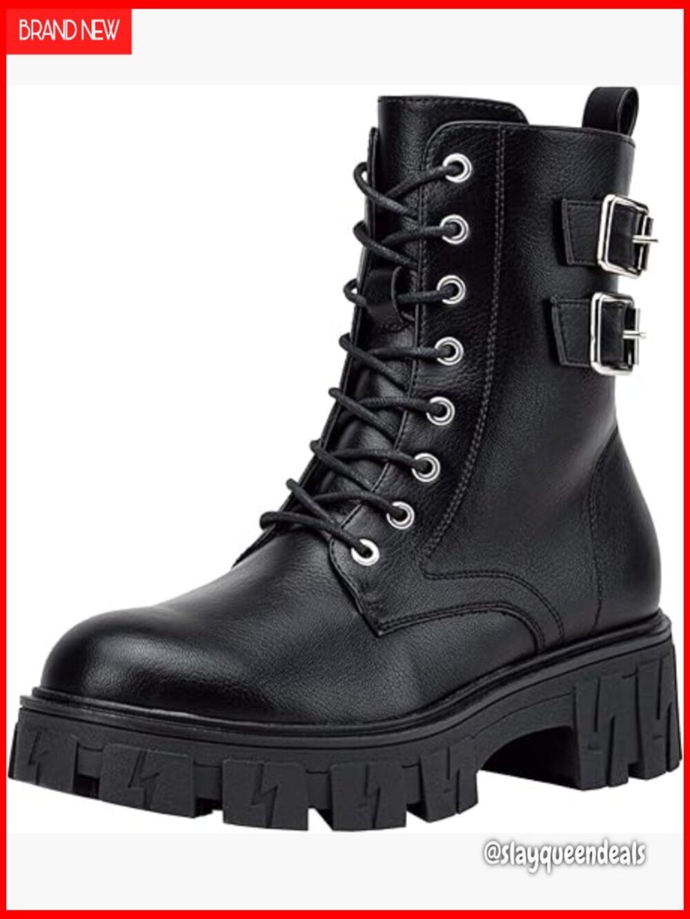 Women's Combat Boots Platform Ankle Booties Chunky Heel Lace Up Zipper